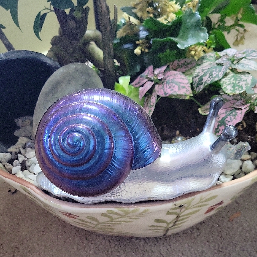 Iridescent Snail Figurine